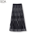 20ALW073 Ladies knit dress pleated jacquard knitwear sweater for women long skirt